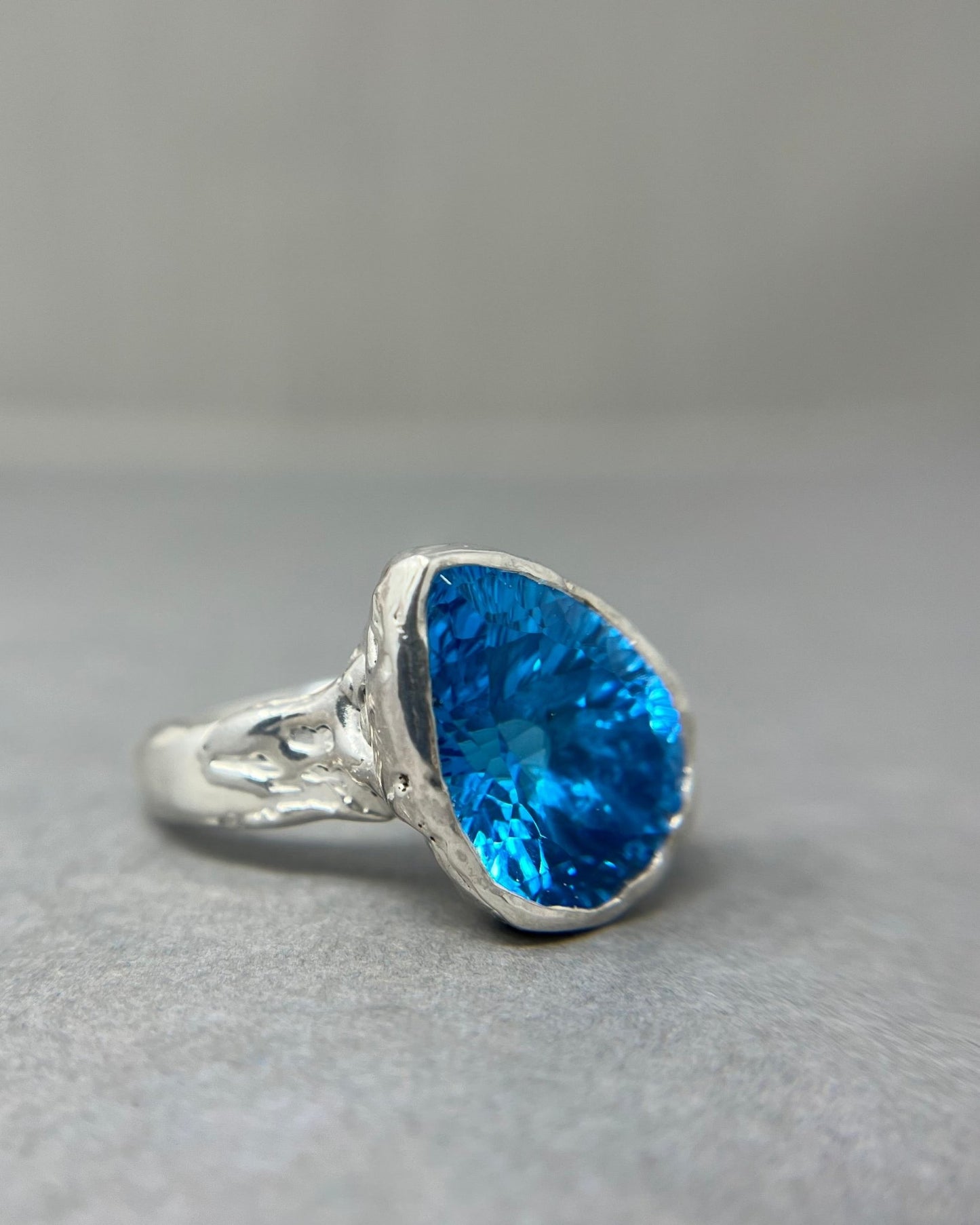 Swiss Blue Topaz Pear Statement Ring - Emily Lisbeth Jewellery