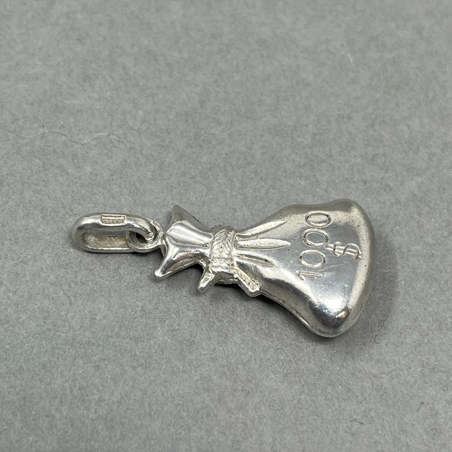 Vintage 1960's Silver Money Bag Charm - Emily Lisbeth Jewellery