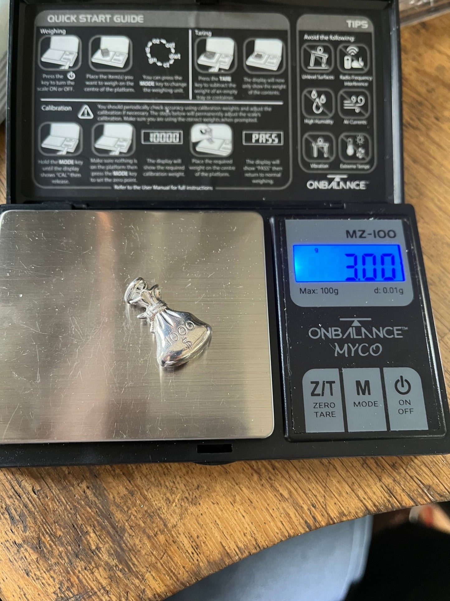 Vintage 1960's Silver Money Bag Charm - Emily Lisbeth Jewellery