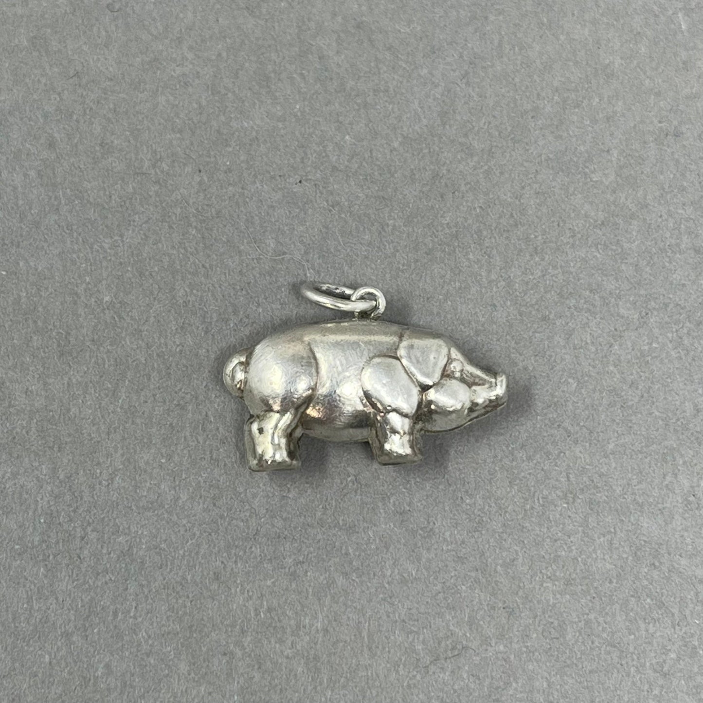 Vintage 1960's Silver Pig Charm - Emily Lisbeth Jewellery