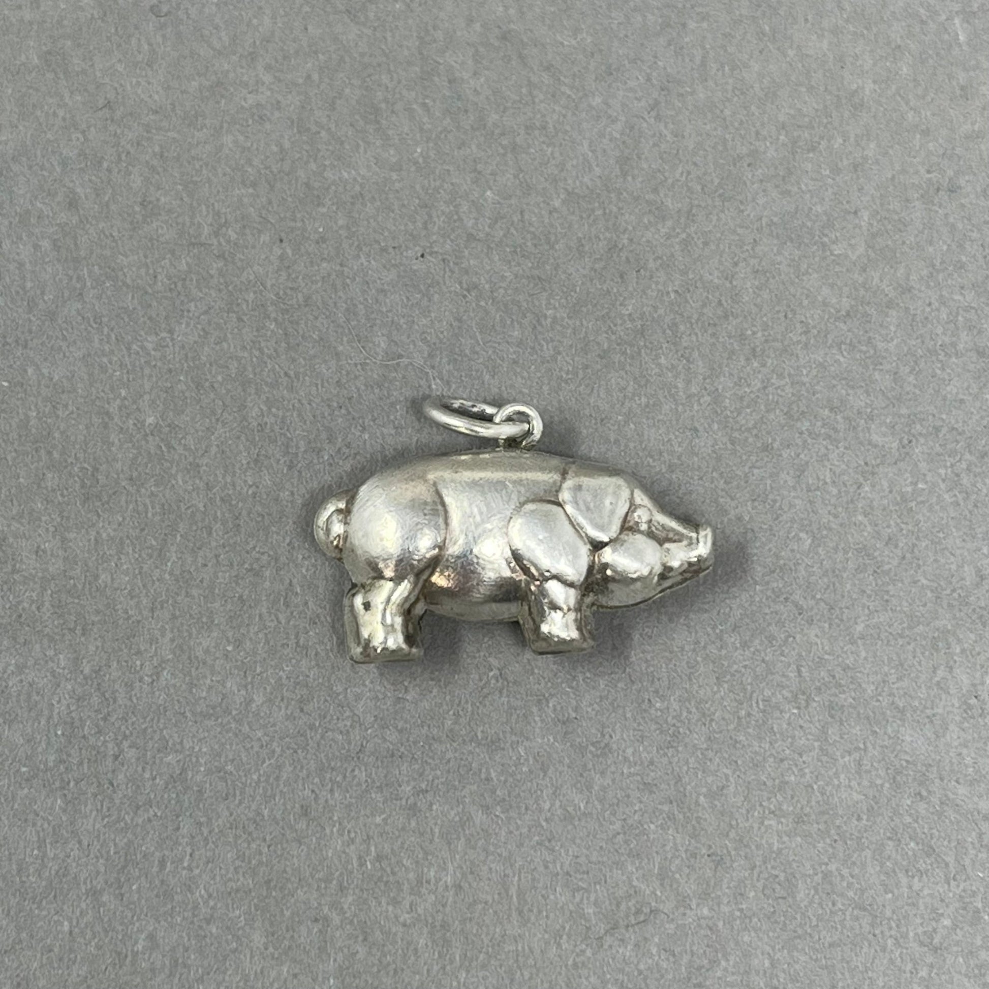 Vintage 1960's Silver Pig Charm - Emily Lisbeth Jewellery