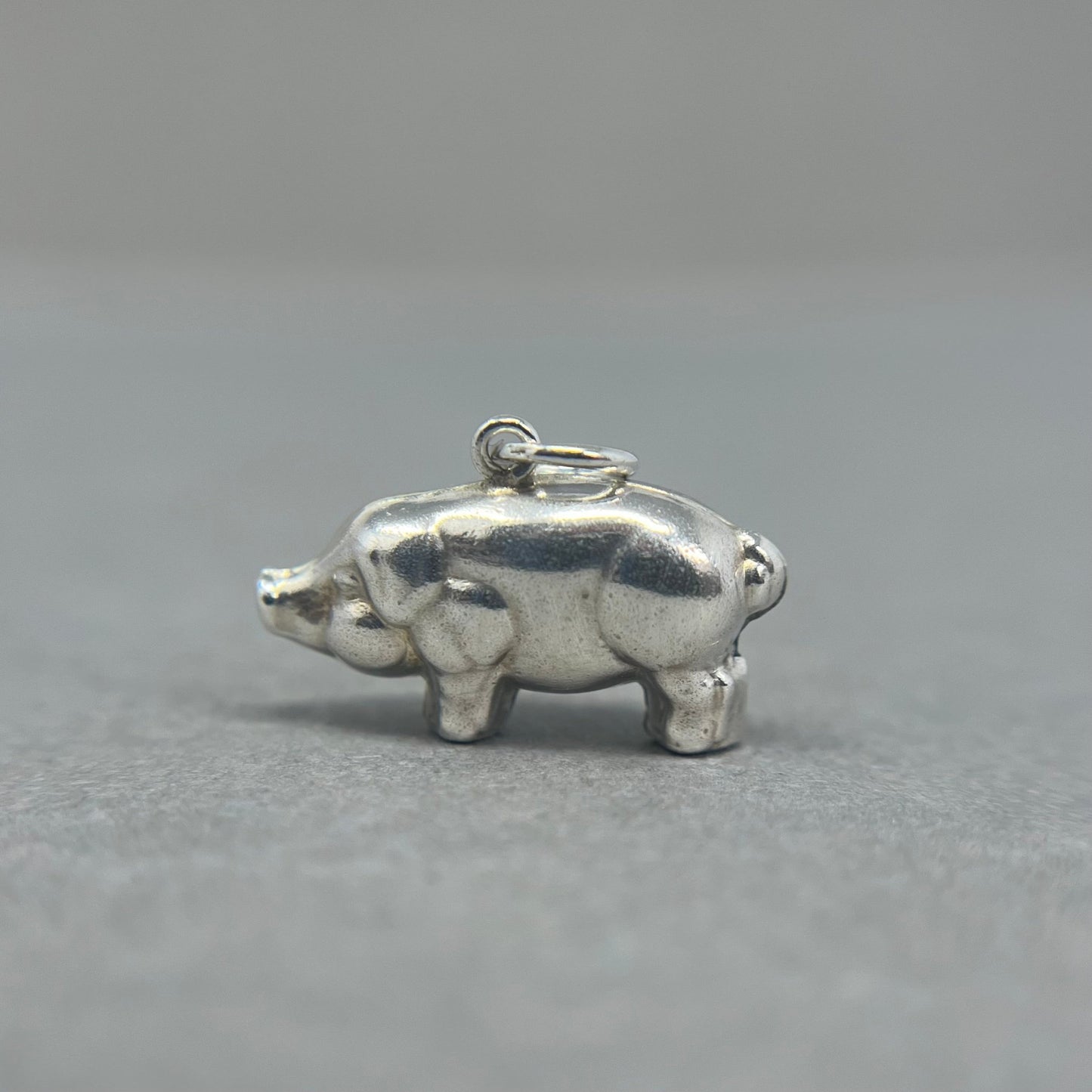 Vintage 1960's Silver Pig Charm - Emily Lisbeth Jewellery