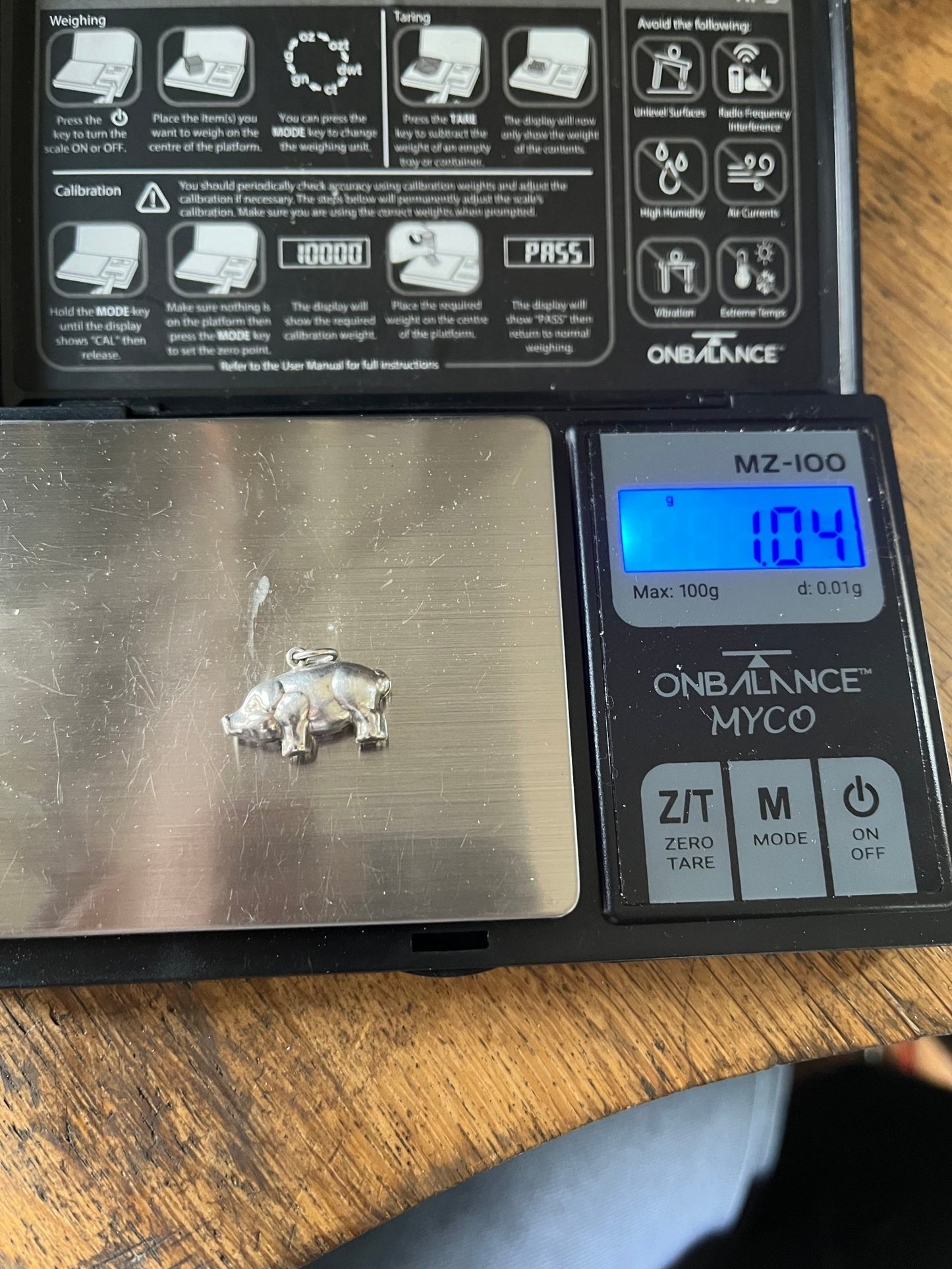 Vintage 1960's Silver Pig Charm - Emily Lisbeth Jewellery