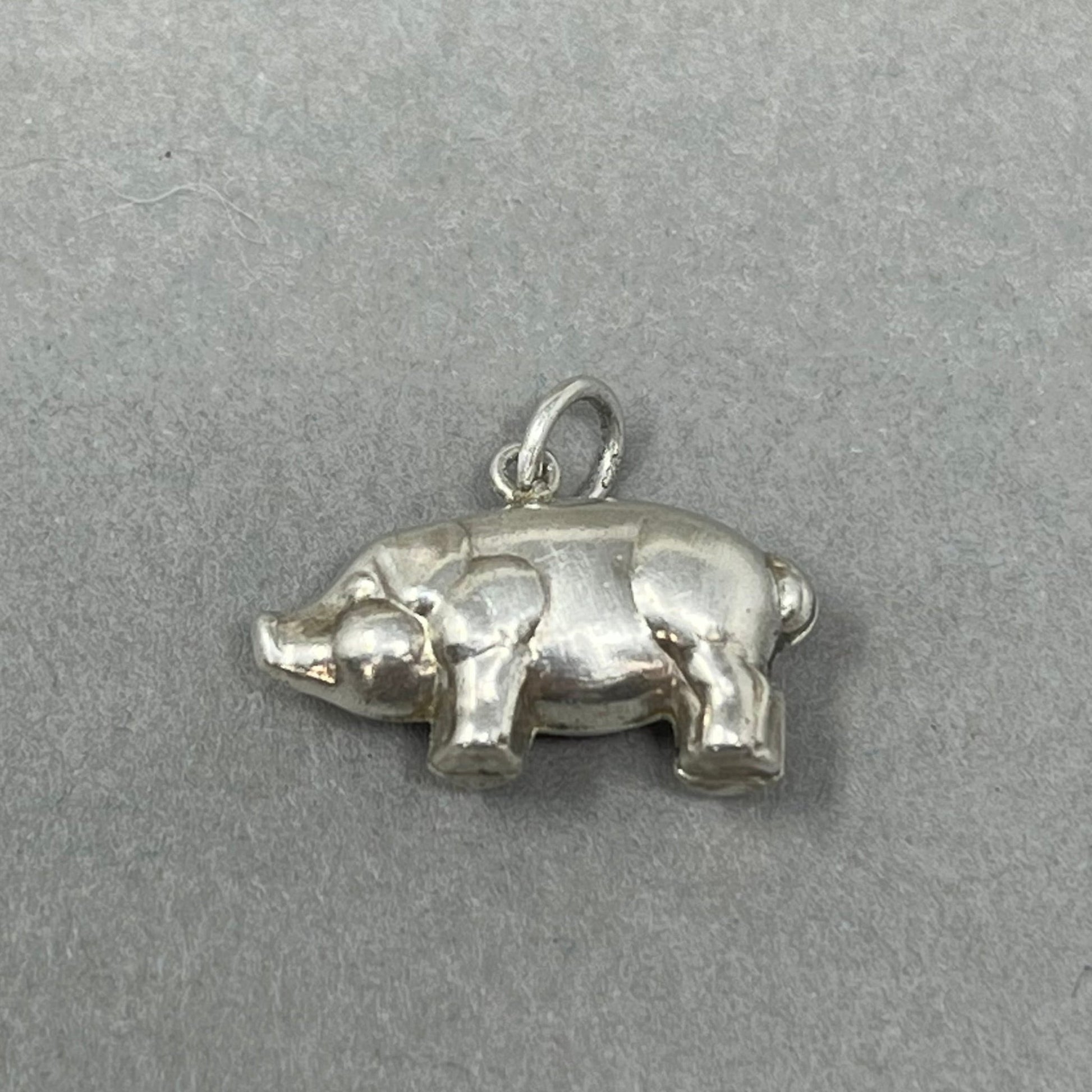 Vintage 1960's Silver Pig Charm - Emily Lisbeth Jewellery