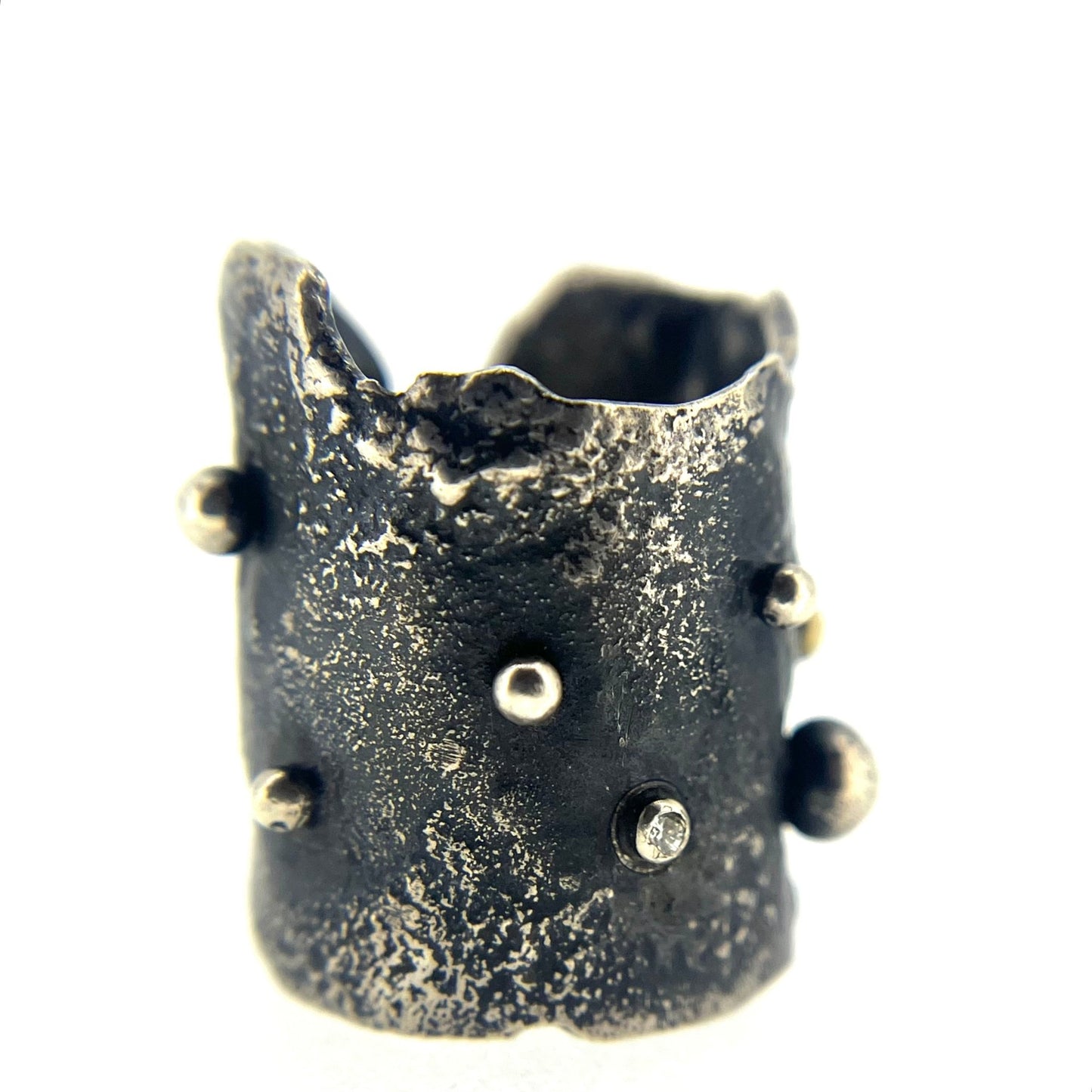 Wide Diamond Ball Cuff Ring - Emily Lisbeth Jewellery