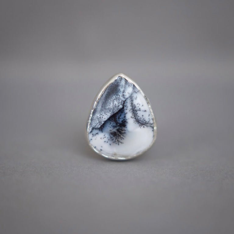 Winterscape Dendritic Agate Silver Ring - Emily Lisbeth Jewellery