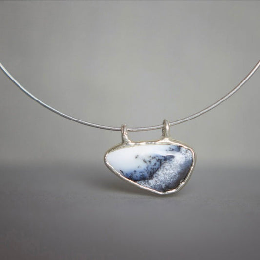 Winterscape Dendritic Agate Statement Choker - Emily Lisbeth Jewellery